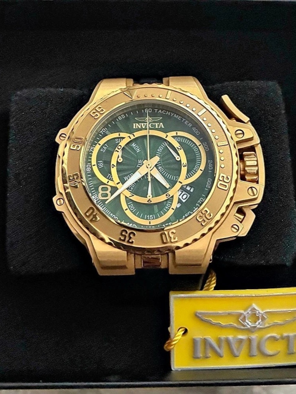 Invicta Excursion Chronograph Watch Gold, Black and Green